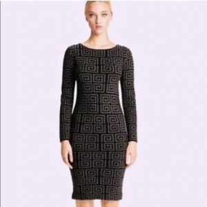 Alice + Olivia 100% Wool Dress Nadia Black Gray Sweater Long Sleeve Mini XS